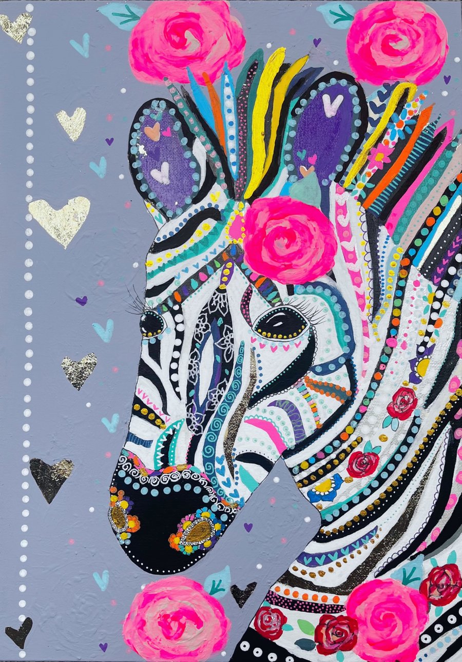 Mixed Media Zebra Art