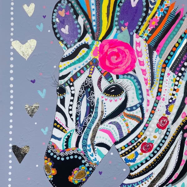 Mixed Media Zebra Art