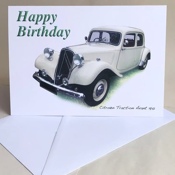 Citroen Traction Avant 1951 - Birthday, Anniversary, Retirement or Plain Card