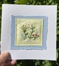Hand embroidered flowers card