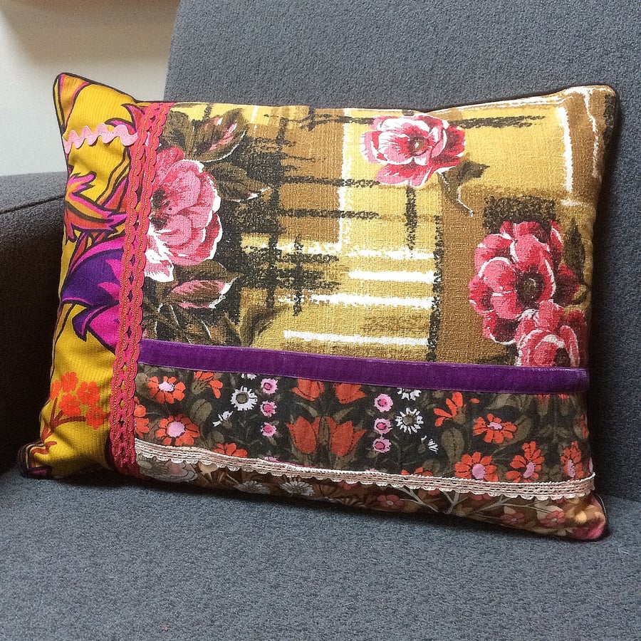 Vintage Fabric Cushion INCLUDES PAD
