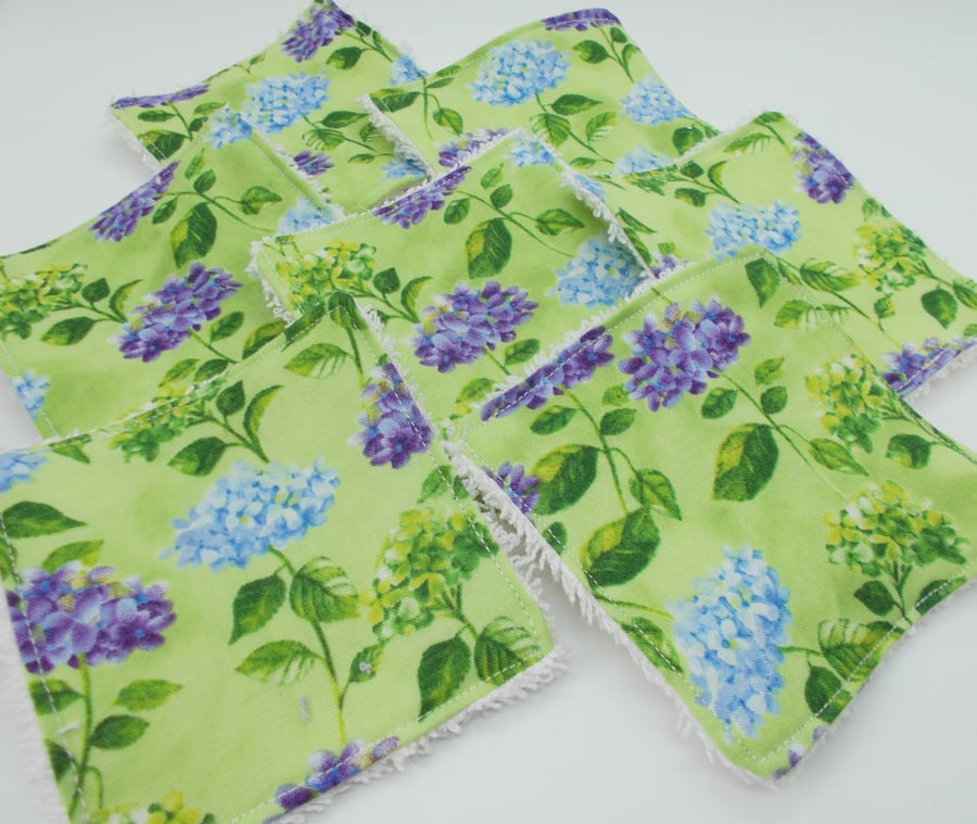 7 Reusable Face Wipes - Hydrangea