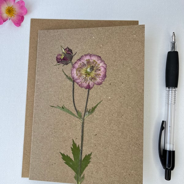 Handmade Real Pressed Flower Greeting Card, Birthday, Thank You, Anniversary 
