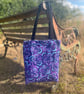 Retro towelling beach tote with waterproof lining