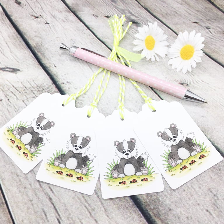 Badger Gift Tags - set of 4 tags