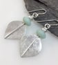 Large silver leaf spear earrings - Image 7