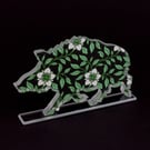 Dogrose Wild Boar Glass Sculpture