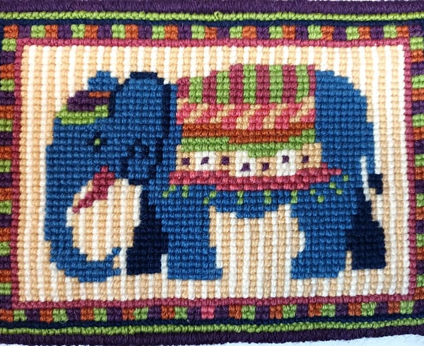 Blue Elephant Tapestry Kit, Counted Cross Stitch, Needlepoint, Picture, Cushion 
