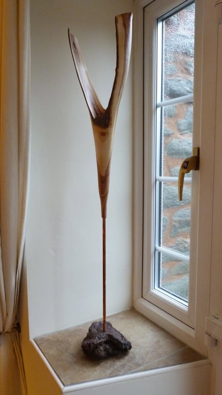 "THE FORK", DECORATIVE LATHE TURNED SCULPTURE