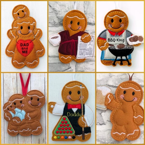 Gingerbread Father’s Day Felt Hanging Decoration Personalised Gift