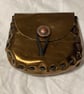Pouch: Bronze coloured Leather Medieval Style W Red Shield Closure FREE SHIP - Image 1