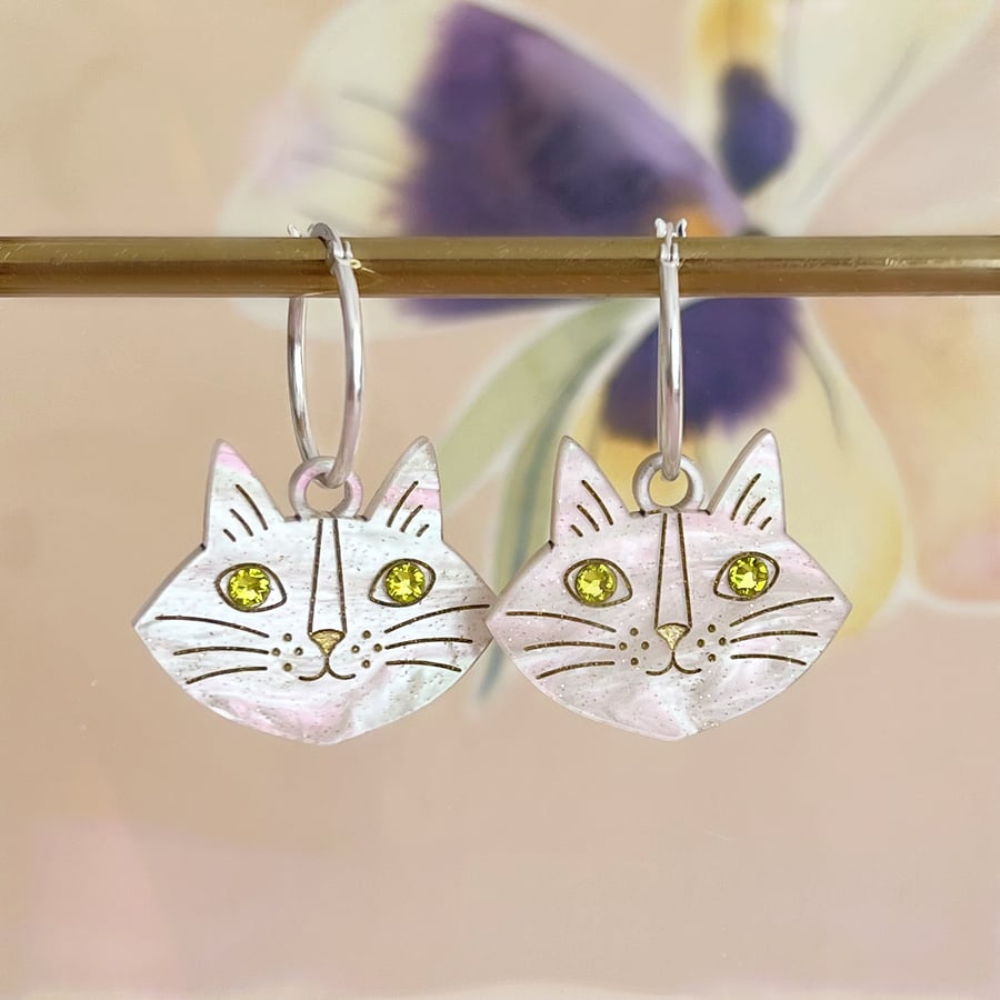 Statement Silver Monty Cat Earrings