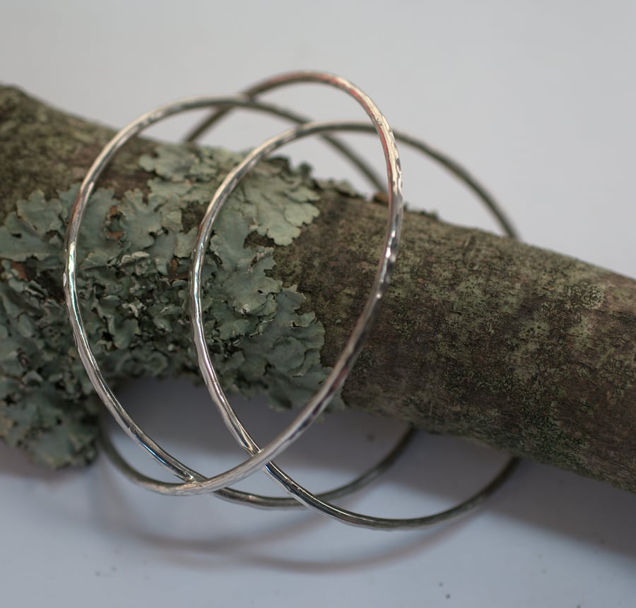 Silver planished bangles