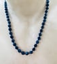 Dark blue spotted agate beaded necklace with stainless steel clasp - Image 4