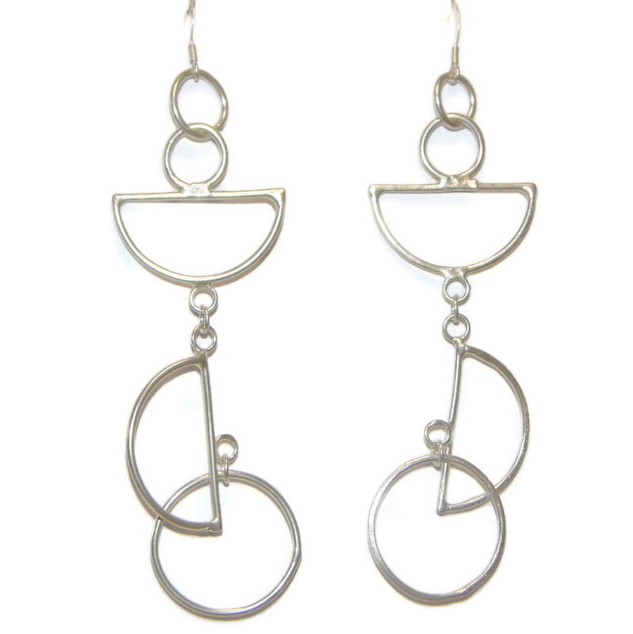 Handmade Sterling Silver Geometric Dangle Earrings
