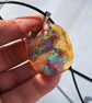 Handmade Orange Dichroic Glass Pendant Necklace.Perfect Gift for Someone Special