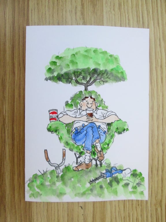 Fathers Day Card. Print of original. Blank inside 