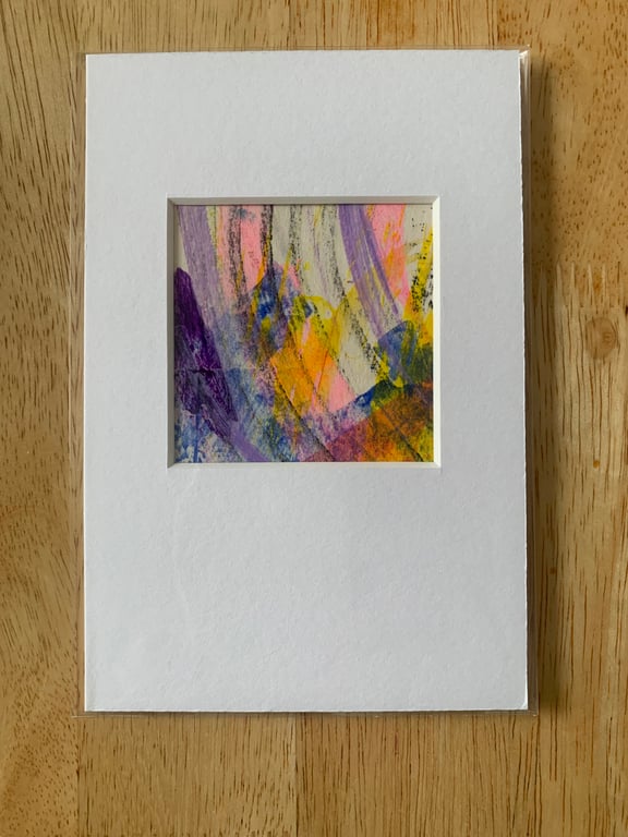 Unique Abstract Art work in a professionally cut aperture ready for framing.