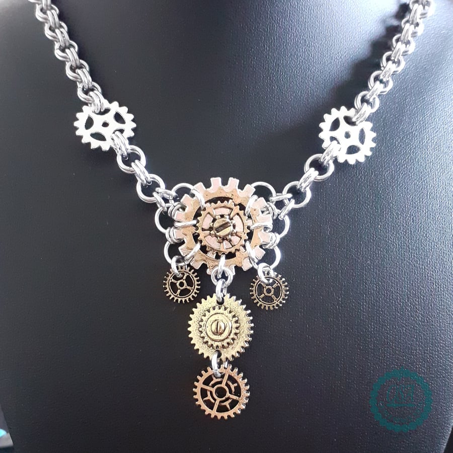 Steampunk Style Chainmaille 18 inch Necklace