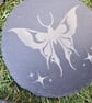 Mystical moth design black slate coaster, coasters