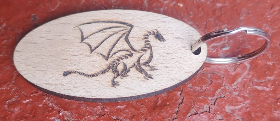 Homemade wooden Dragon keyring (2)