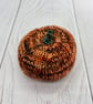 Hand knitted mini pumpkin pin cushion variegated orange - Image 3