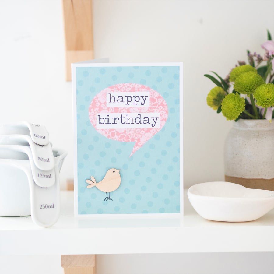 Birthday Card - Bird Card - Handmade Card - Happy Birthday
