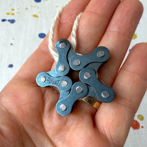 Blue Bike Chain Star Ornament - Slight Damage - Super Seconds