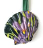 Purple iris, handpainted shell wall art.   - Image 2