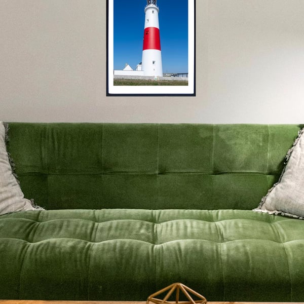 Portland Bill lighthouse print, Dorset coastal wall art