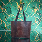 Coconut shell Croc Leather Tote Bag – Handmade Luxury Leather Handbag 
