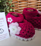 Designer Baby Girl's Pink Knitted Lacey Flower Shoes  3-6 months size - Image 8