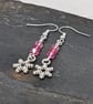 Pink Swarovski crystal silver plated snowflake earrings  - Image 8