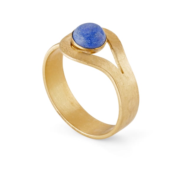 Guadalupe by Fedha - lapis lazuli wrap-around ring in 24ct gold-plated silver