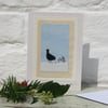 Blackbird with Winter Berries hand-stitched card for any winter occasion!