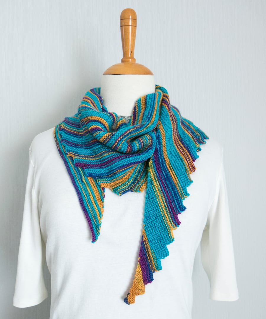 Hand Knitted Scarf. Lagoon.