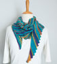 Hand Knitted Scarf. Lagoon.
