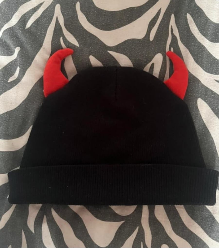 Handmade Upcycled Devil Beanie 