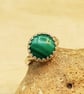 Adjustable Green Malachite ring. 925 sterling silver rings for women - Image 1