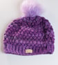 Hat hand made crochet puff stitch with handmade faux fur detachable pompom  - Image 1