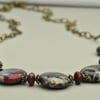Creative Spirit Bloodstone, Red Jasper, Czech Glass & Bronze Necklace