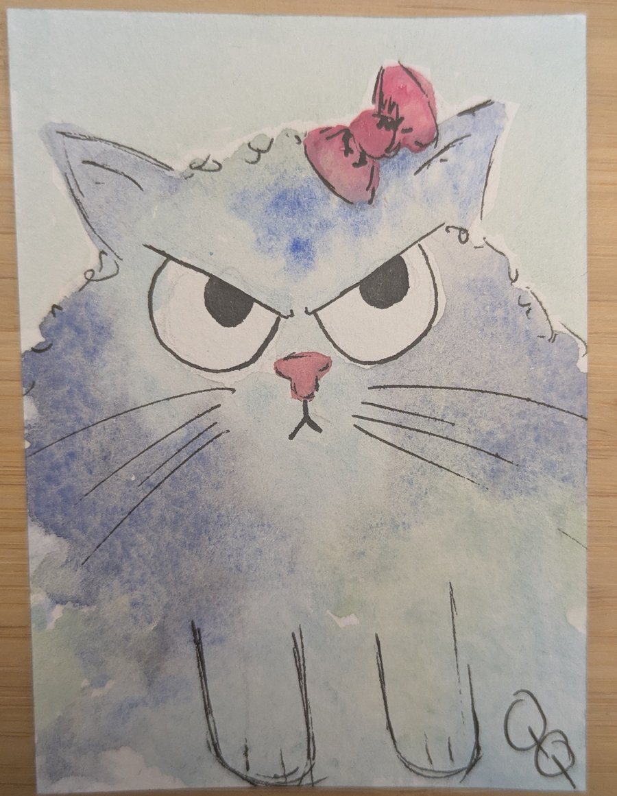 Original miniature watercolour "Mittens"
