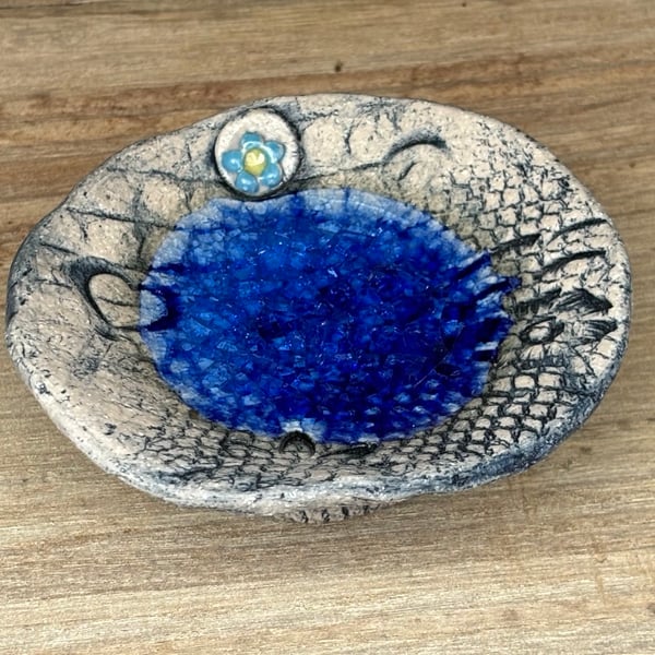 Blue trinket dish