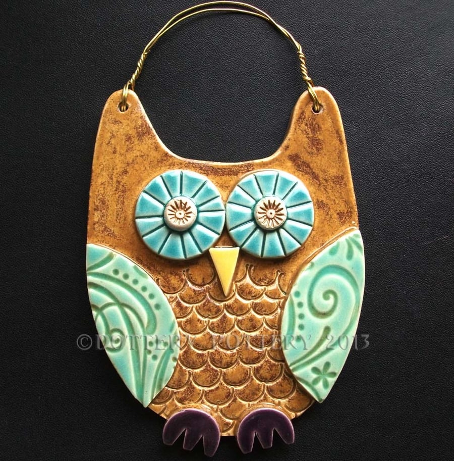 Brown Owl ceramic hanging decoration