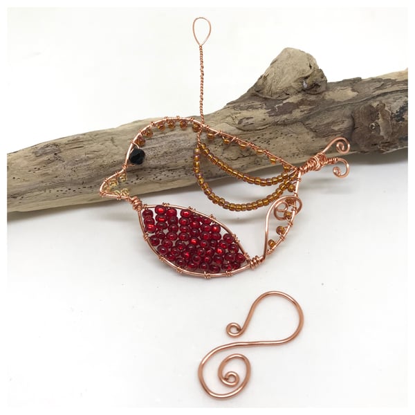 Robin Decoration, Copper Robin, Hanging Decoration