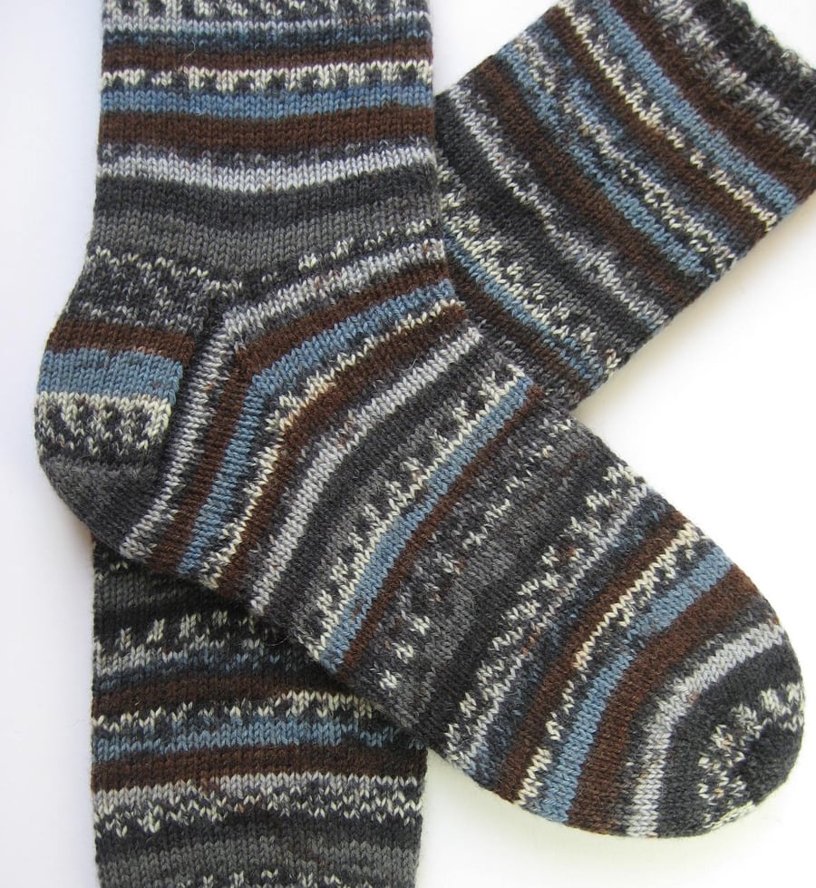 hand knit mens wool socks UK 9-11