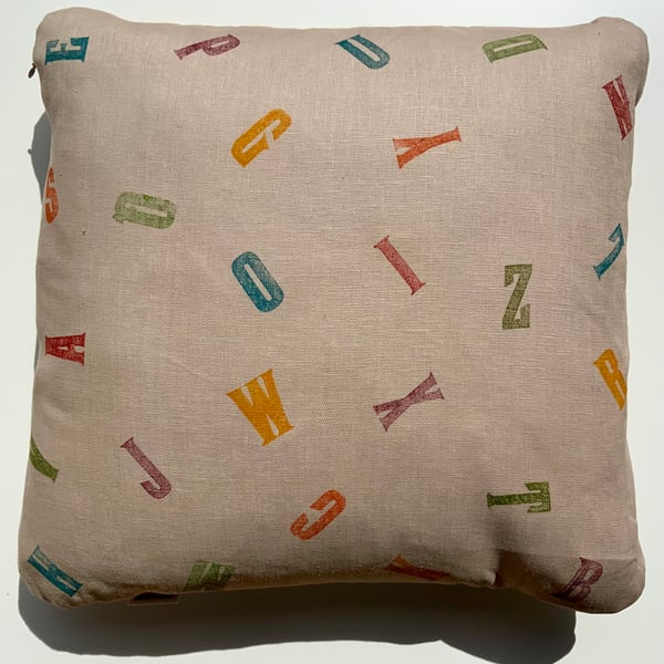 ALPHABET - Cosy and Unusual Hand-Block-Printed Cushion from Devon