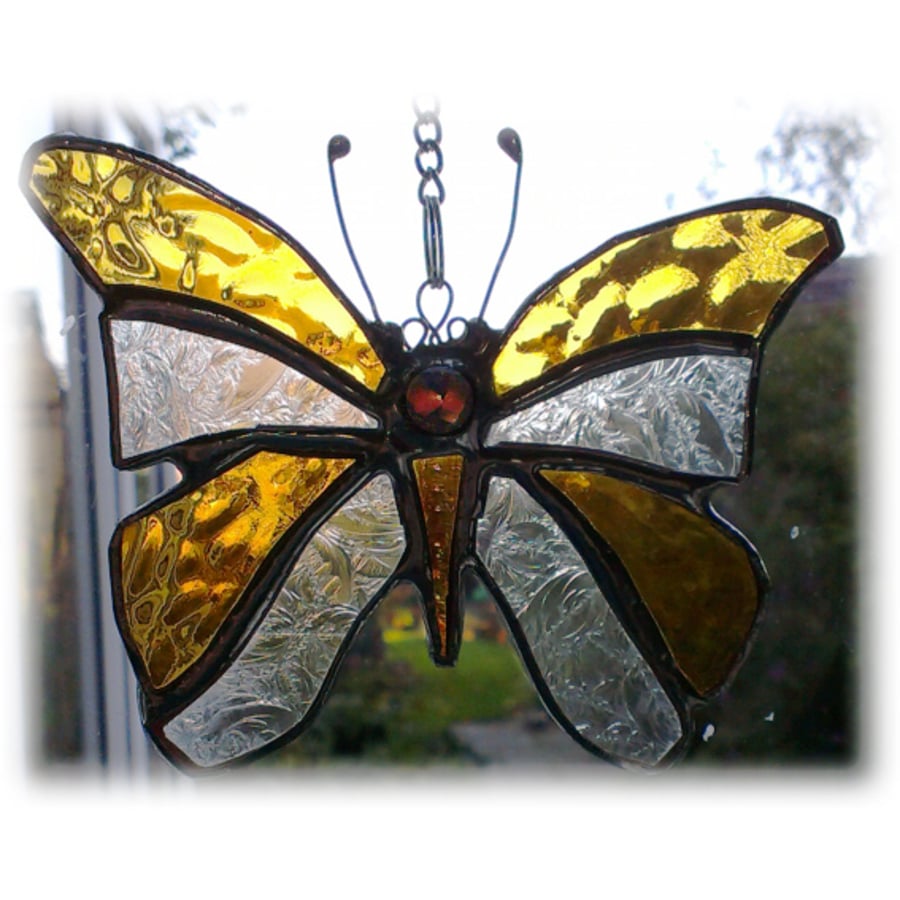 SOLD Birthstone Butterfly Suncatcher Stained Glass Topaz November