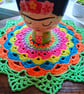 Large, bright crochet mandala doily table mat - Image 4