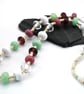 purple, pink and green lampwork glass necklace - Image 2